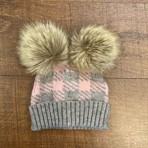 Cozy Pink and Gray Plaid Infant Beanie